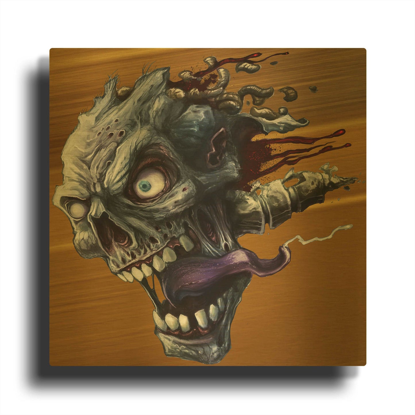 'Zombie Head' By Flyland Designs Gold Metal Wall Art