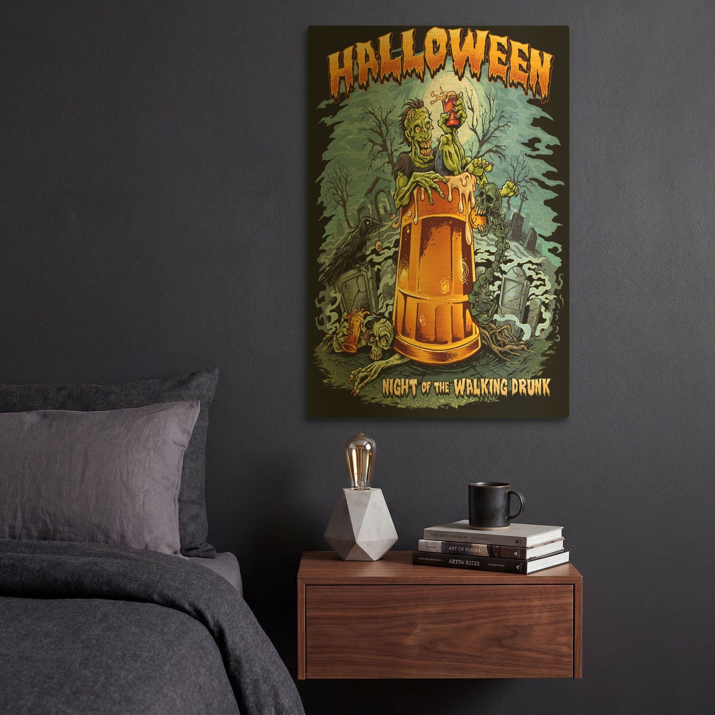 'Zombie In Beer Glass' By Flyland Designs Gold Metal Wall Art