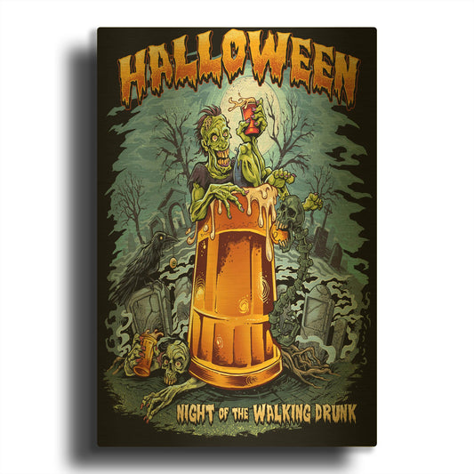 'Zombie In Beer Glass' By Flyland Designs Gold Metal Wall Art