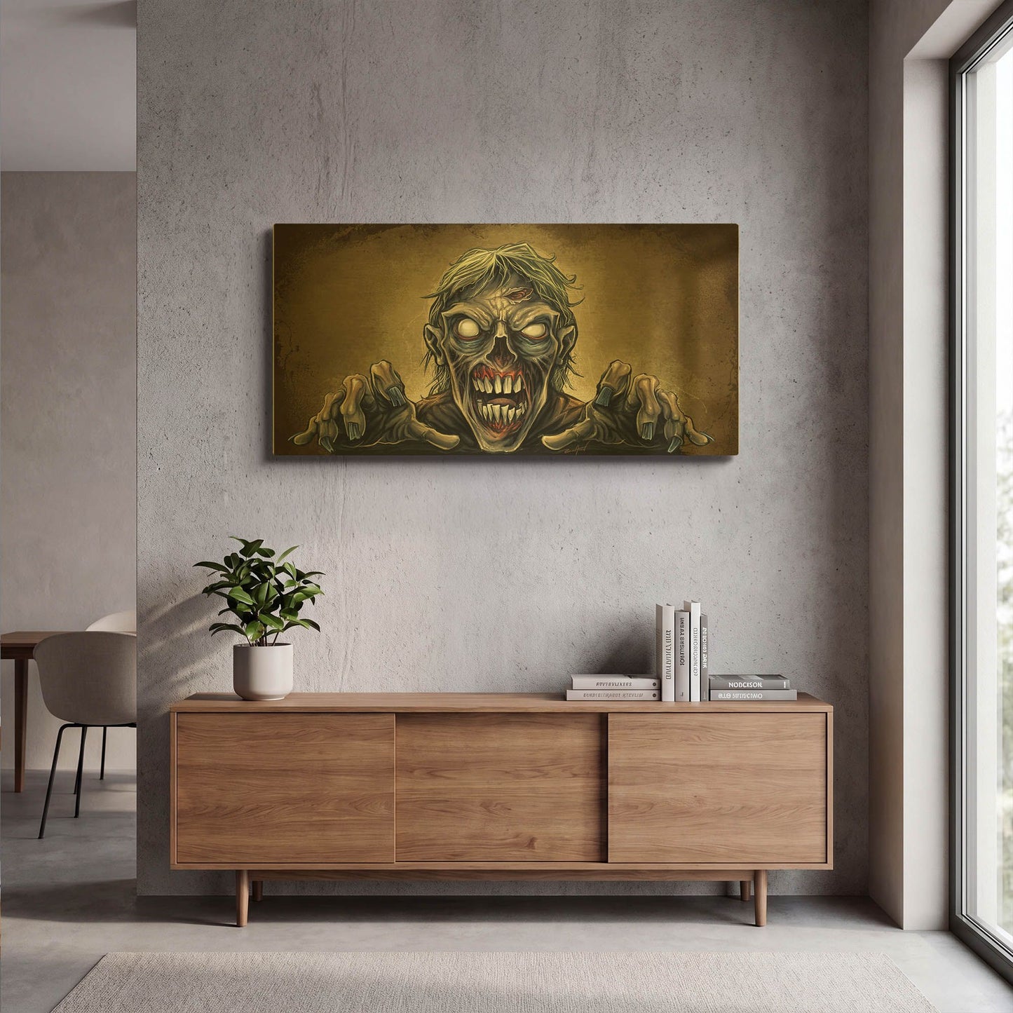 'Zombie Reaching Out' By Flyland Designs Gold Metal Wall Art