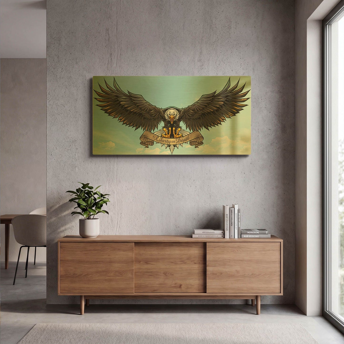 'American Eagle Sky' By Flyland Designs Gold Metal Wall Art