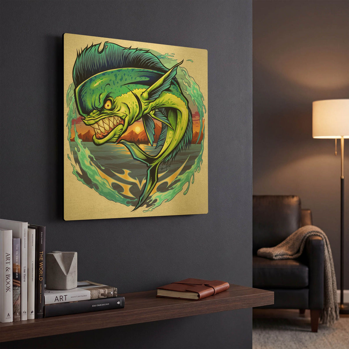 'Angry Mahi-Mahi' By Flyland Designs Gold Metal Wall Art
