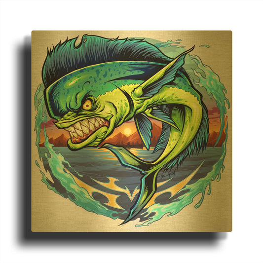 'Angry Mahi-Mahi' By Flyland Designs Gold Metal Wall Art