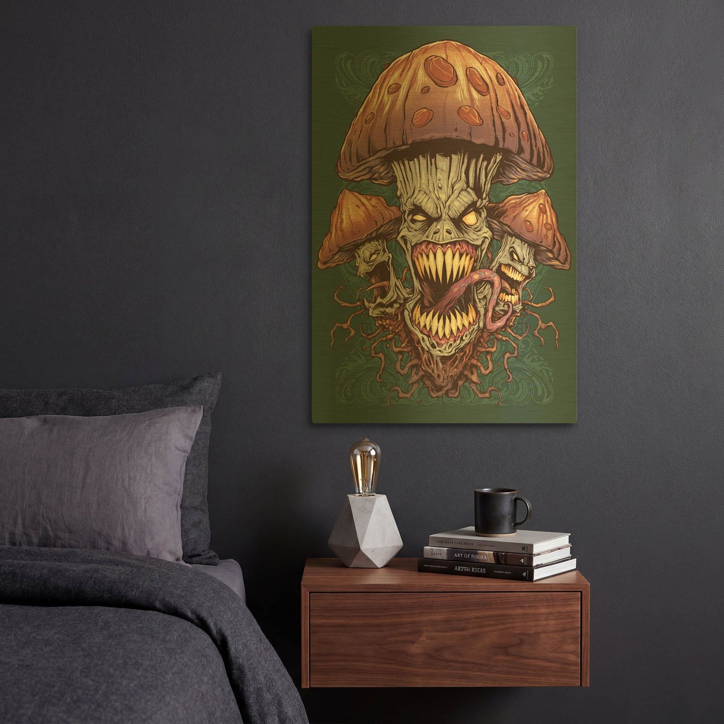 'Evil Mushroom Color Scheme 02' By Flyland Designs Gold Metal Wall Art