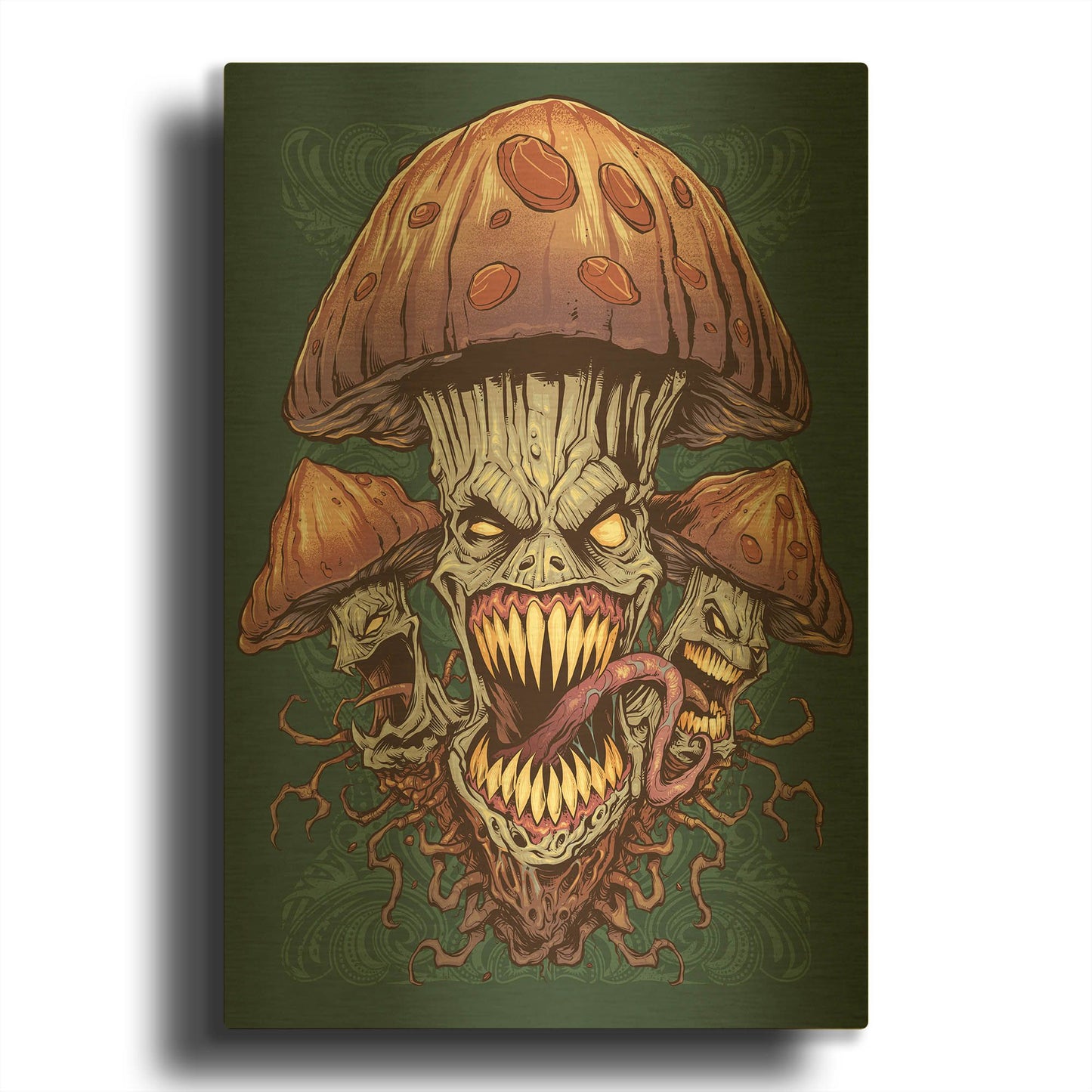'Evil Mushroom Color Scheme 02' By Flyland Designs Gold Metal Wall Art