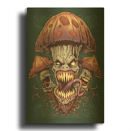 'Evil Mushroom Color Scheme 02' By Flyland Designs Gold Metal Wall Art