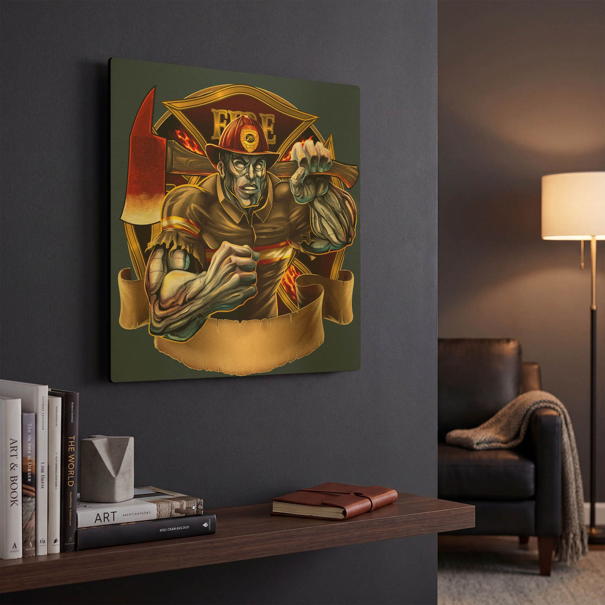 'Metal Skin Fire-Fighter' By Flyland Designs Gold Metal Wall Art