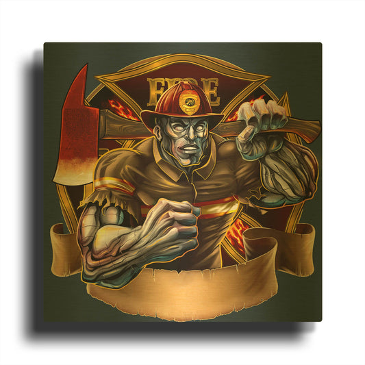 'Metal Skin Fire-Fighter' By Flyland Designs Gold Metal Wall Art