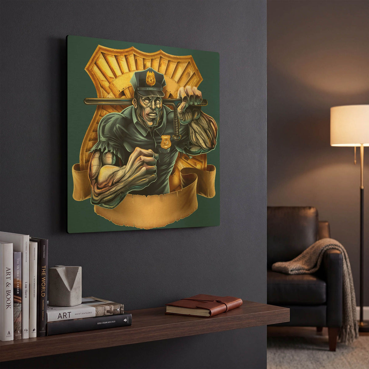 'Metal Skin Police Officer' By Flyland Designs Gold Metal Wall Art