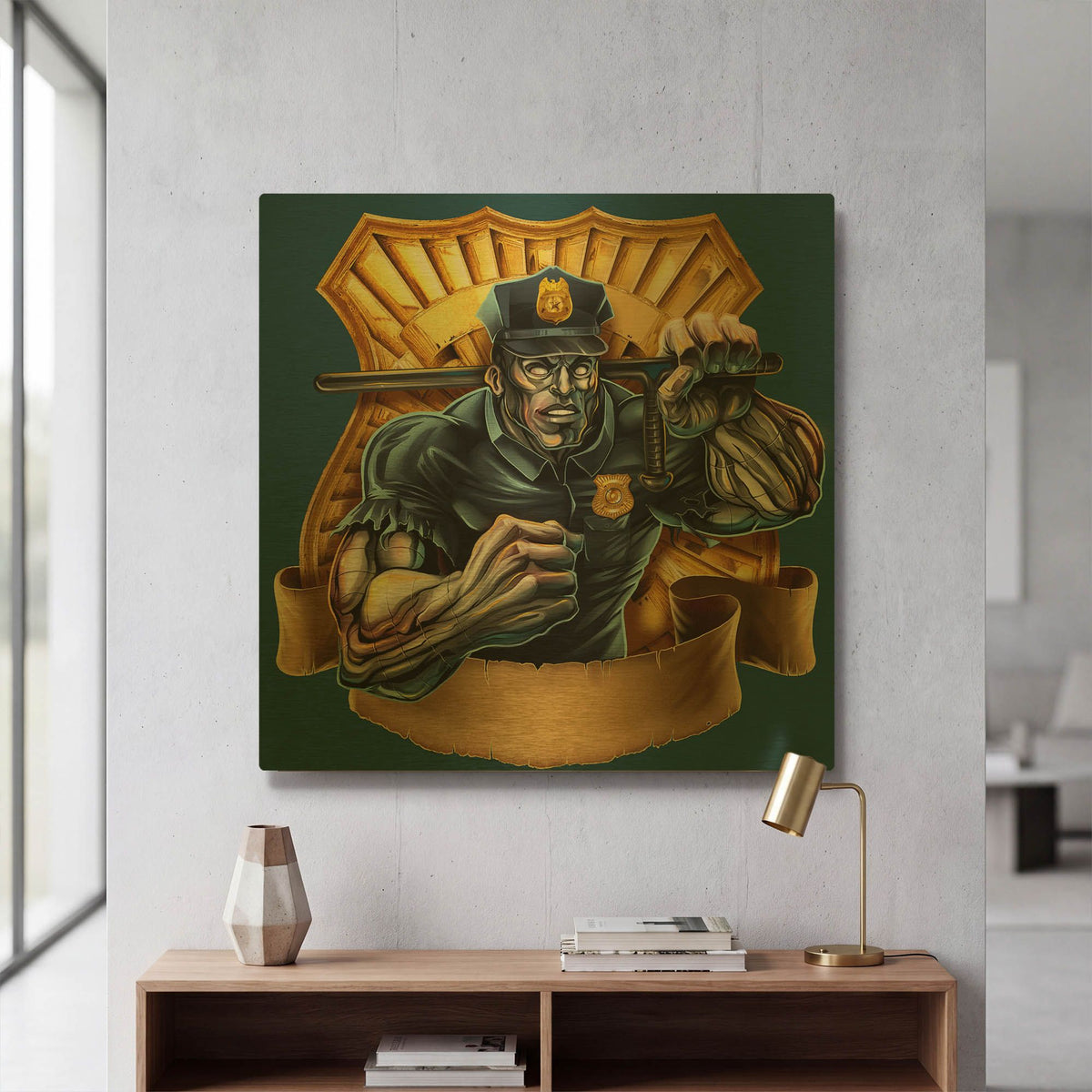 'Metal Skin Police Officer' By Flyland Designs Gold Metal Wall Art