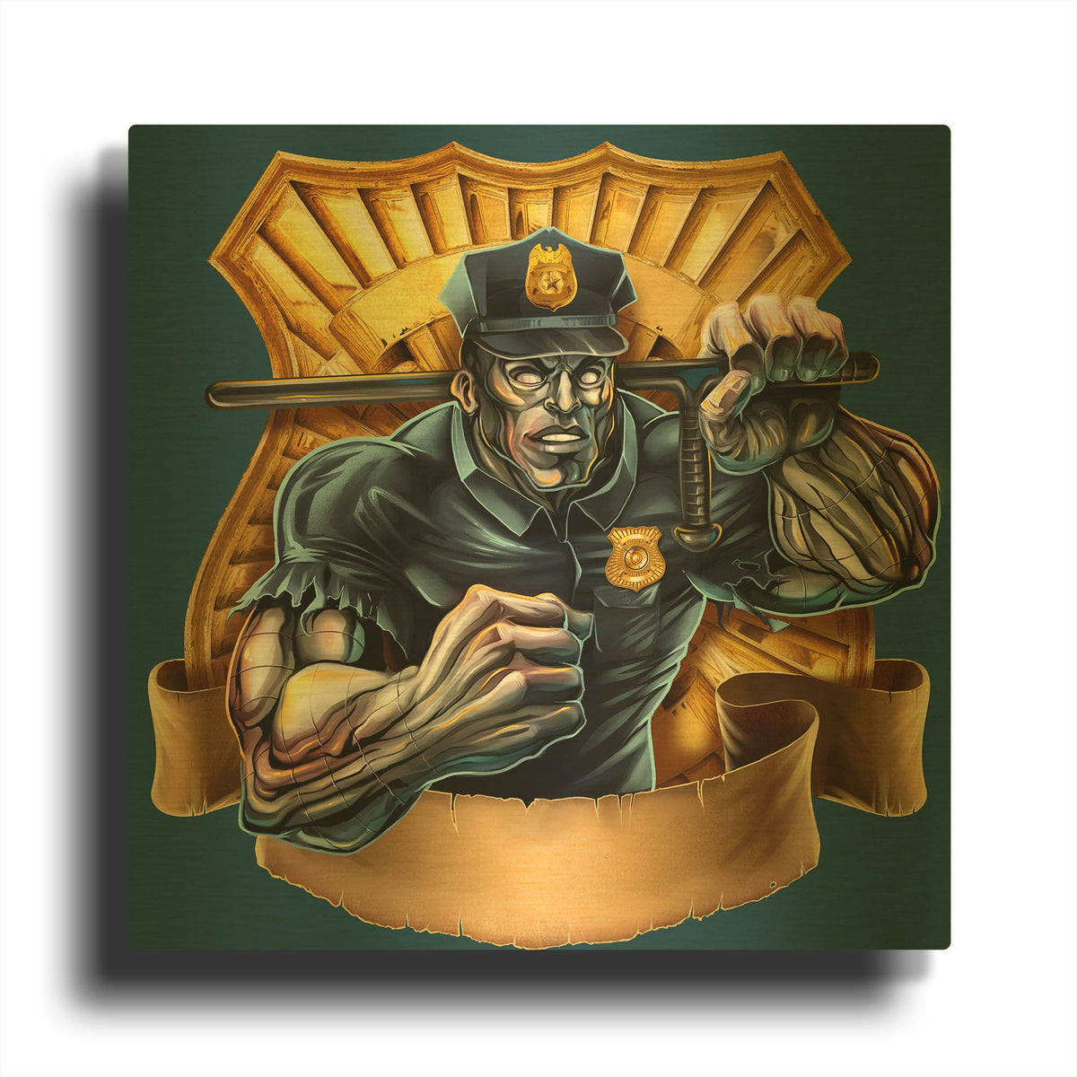 'Metal Skin Police Officer' By Flyland Designs Gold Metal Wall Art
