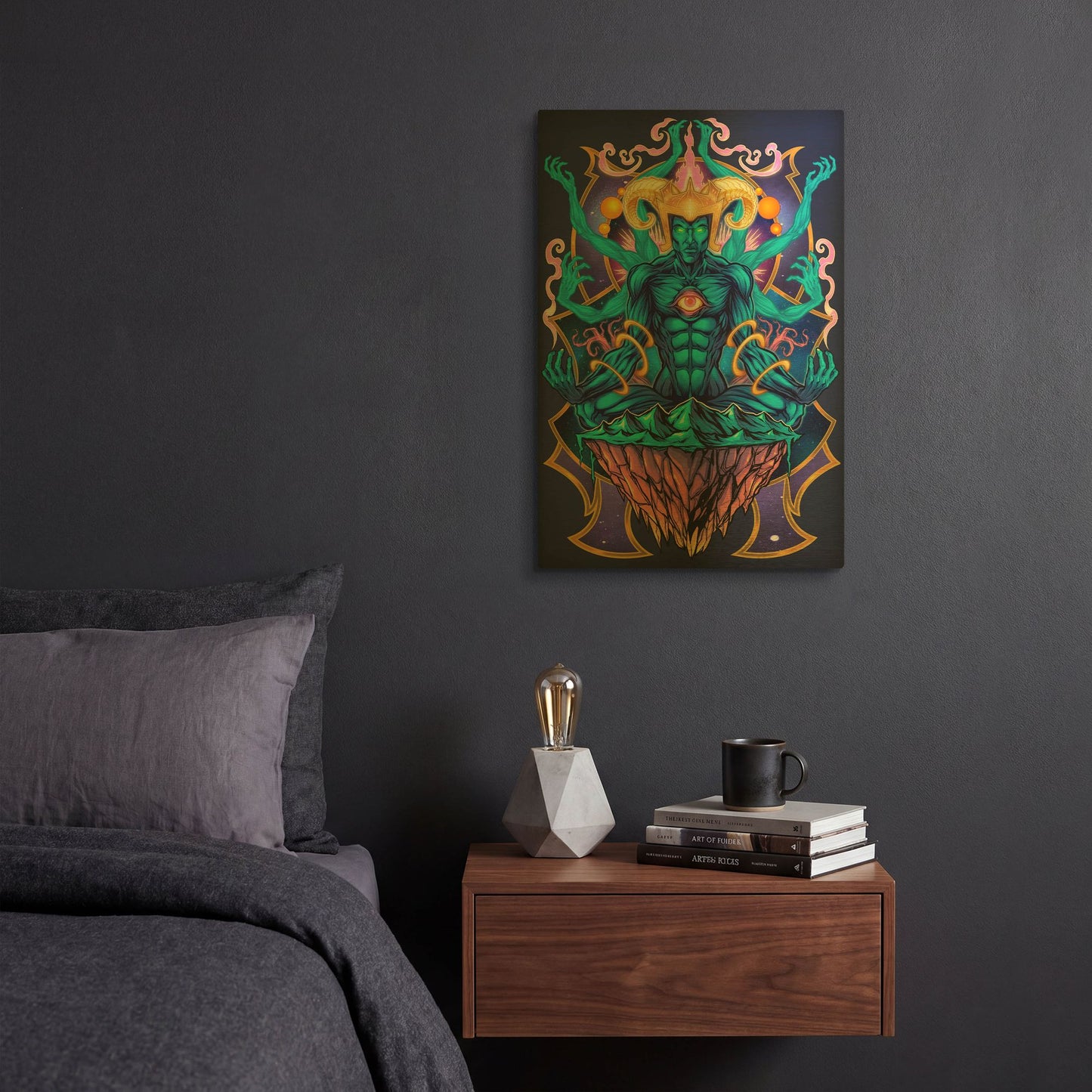 'Psychedelic Meditating God' By Flyland Designs Gold Metal Wall Art