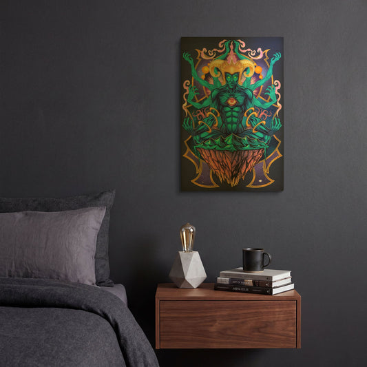'Psychedelic Meditating God' By Flyland Designs Gold Metal Wall Art
