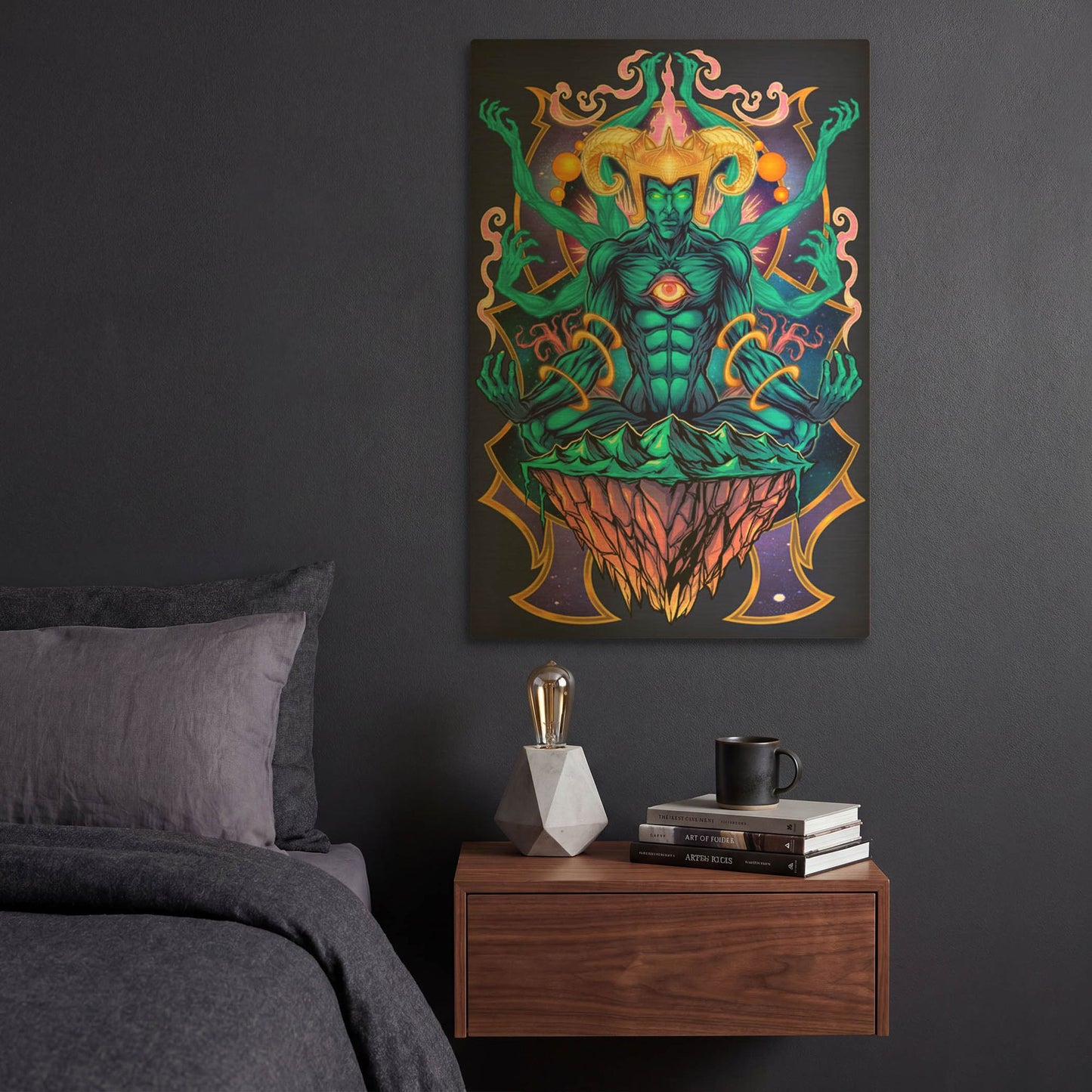 'Psychedelic Meditating God' By Flyland Designs Gold Metal Wall Art