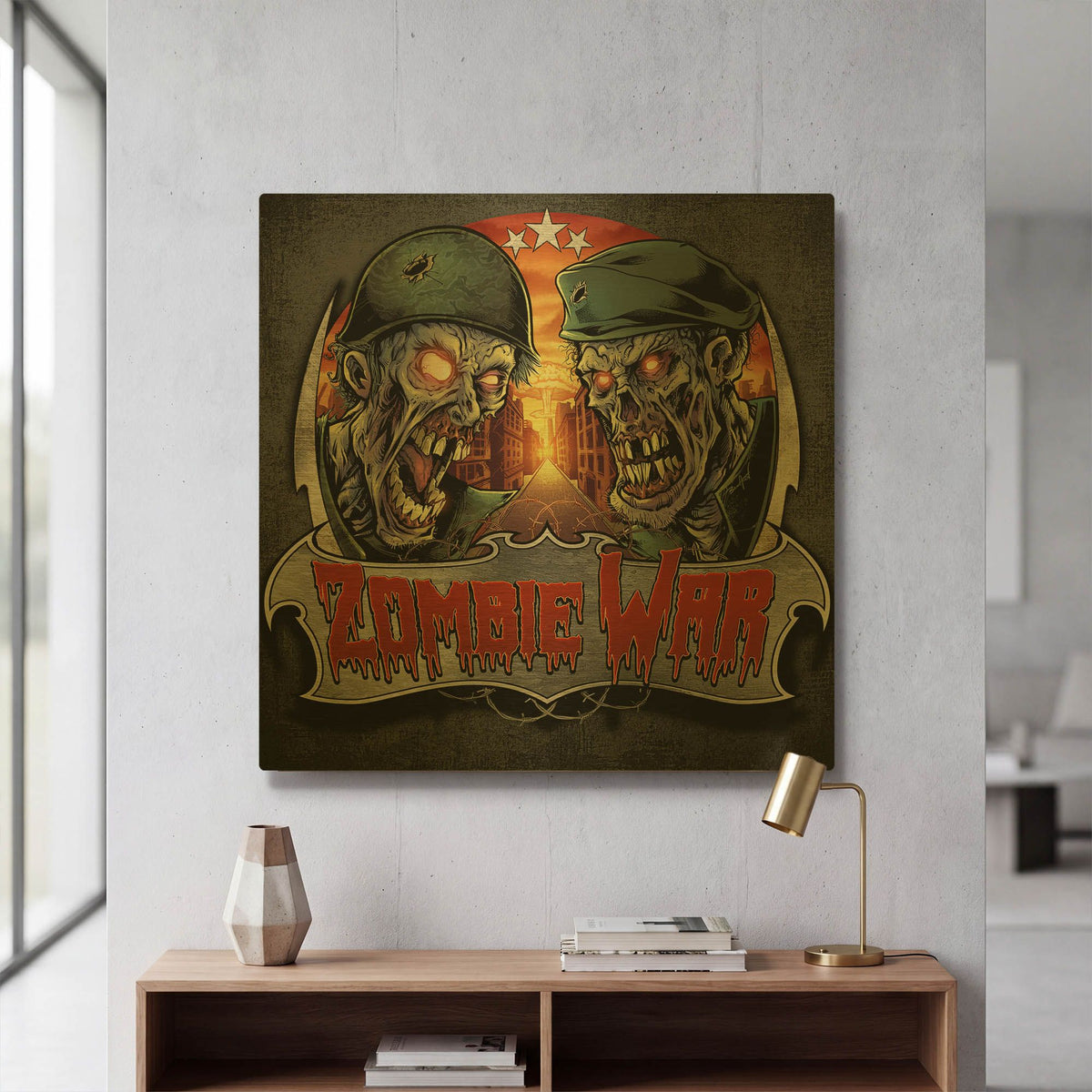 'Zombie War Soldiers' By Flyland Designs Gold Metal Wall Art