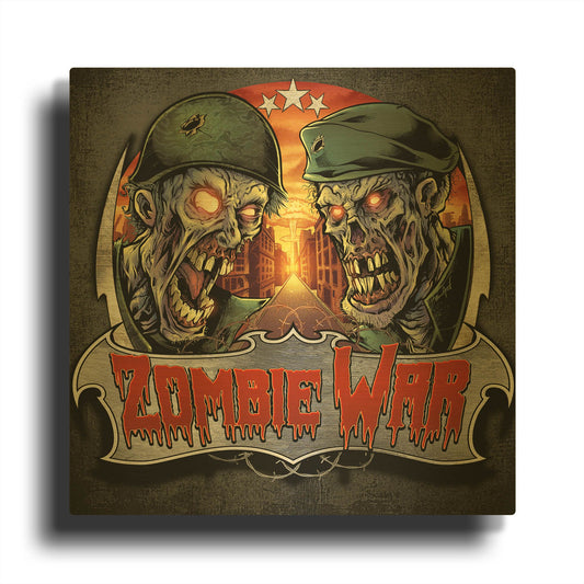 'Zombie War Soldiers' By Flyland Designs Gold Metal Wall Art