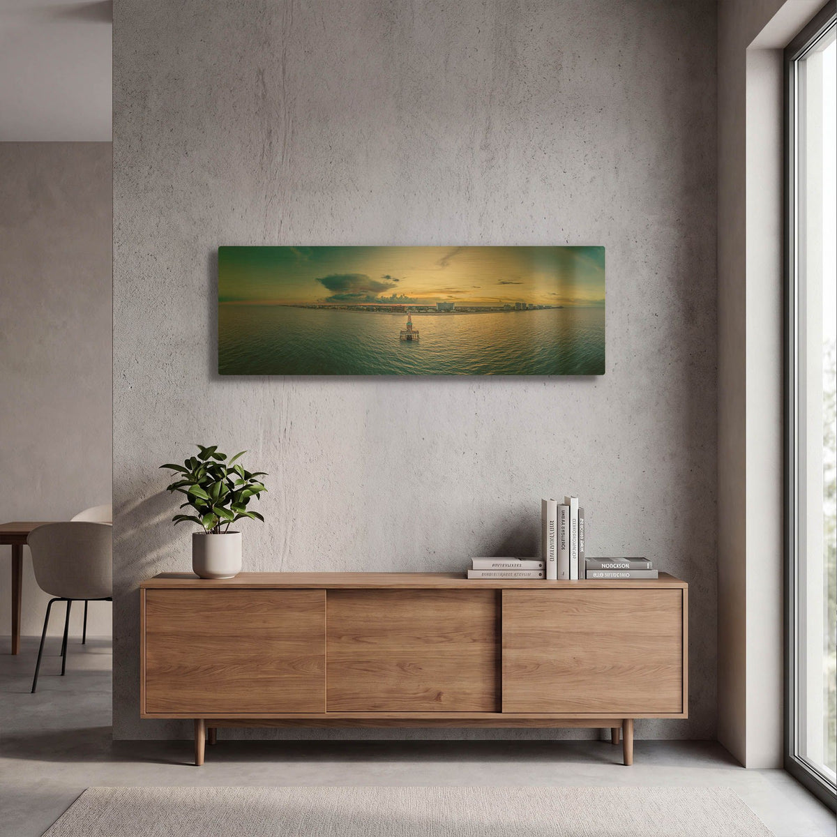 'Deerfield Beach, Florida 3' By AKG Gold Metal Wall Art