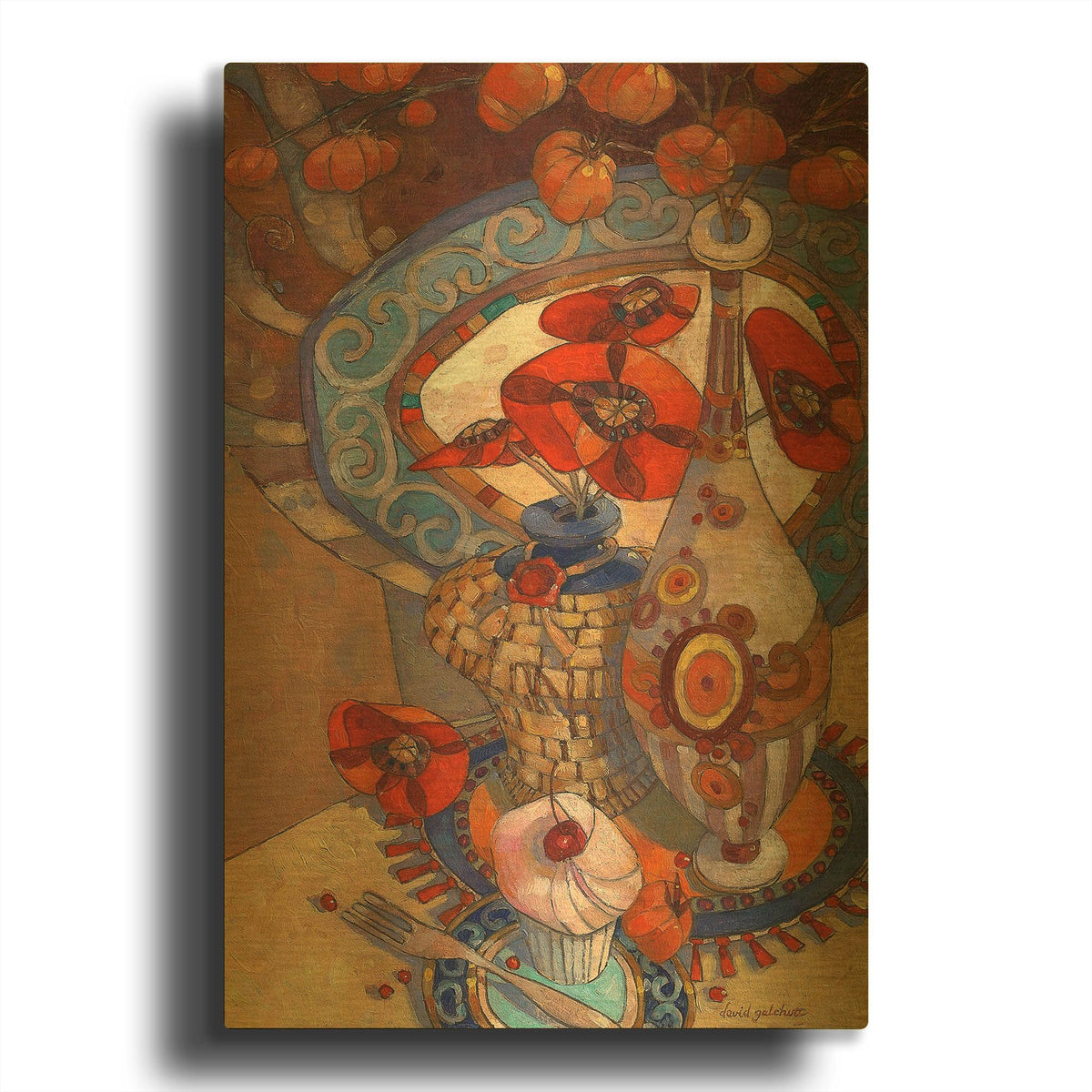 'Autumn Still Life' By David Galchutt Gold Metal Wall Art