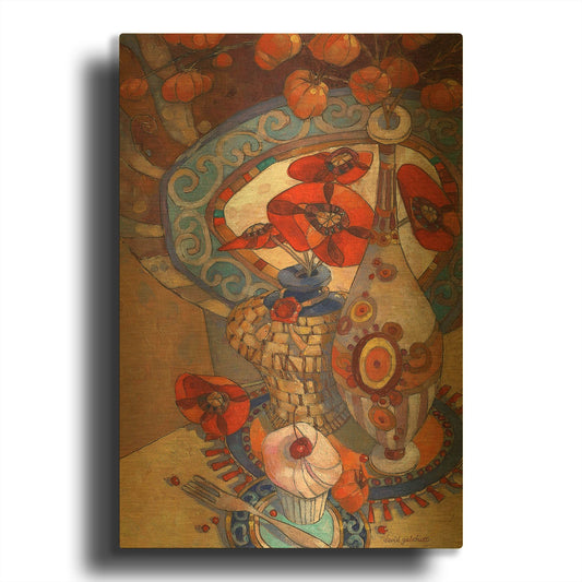 'Autumn Still Life' By David Galchutt Gold Metal Wall Art