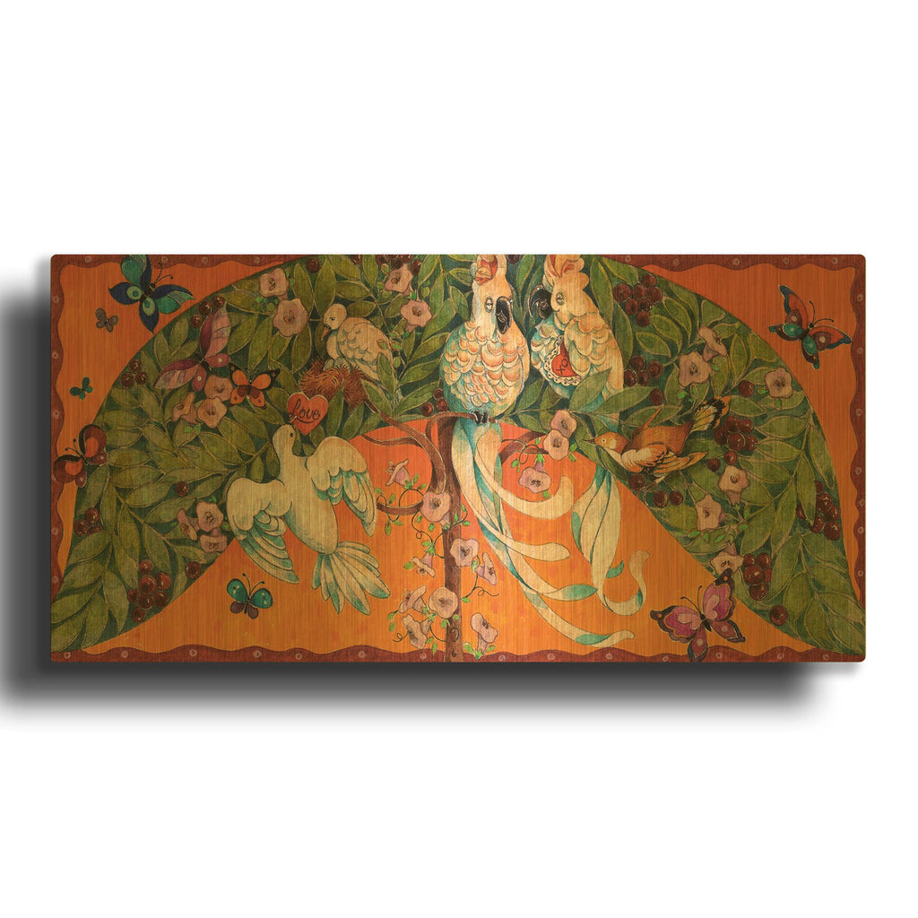 'Bird Valentine' By David Galchutt Gold Metal Wall Art