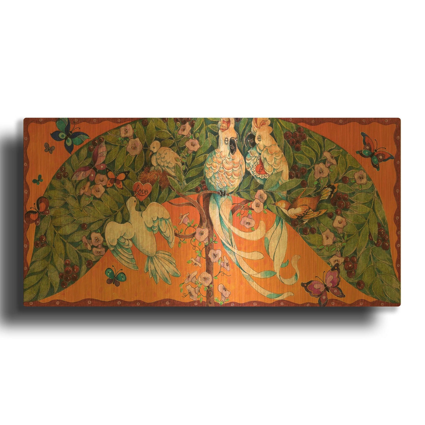 'Bird Valentine' By David Galchutt Gold Metal Wall Art