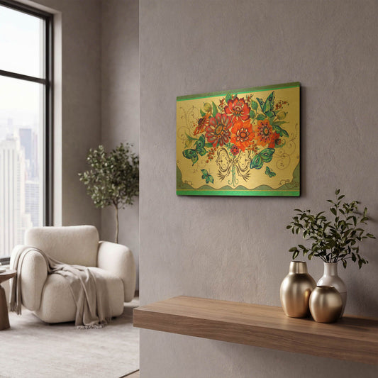 'Frilly Floral' By David Galchutt Gold Metal Wall Art