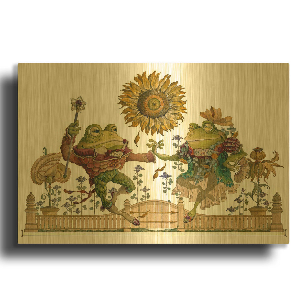 'Frog Gavotte' By David Galchutt Gold Metal Wall Art