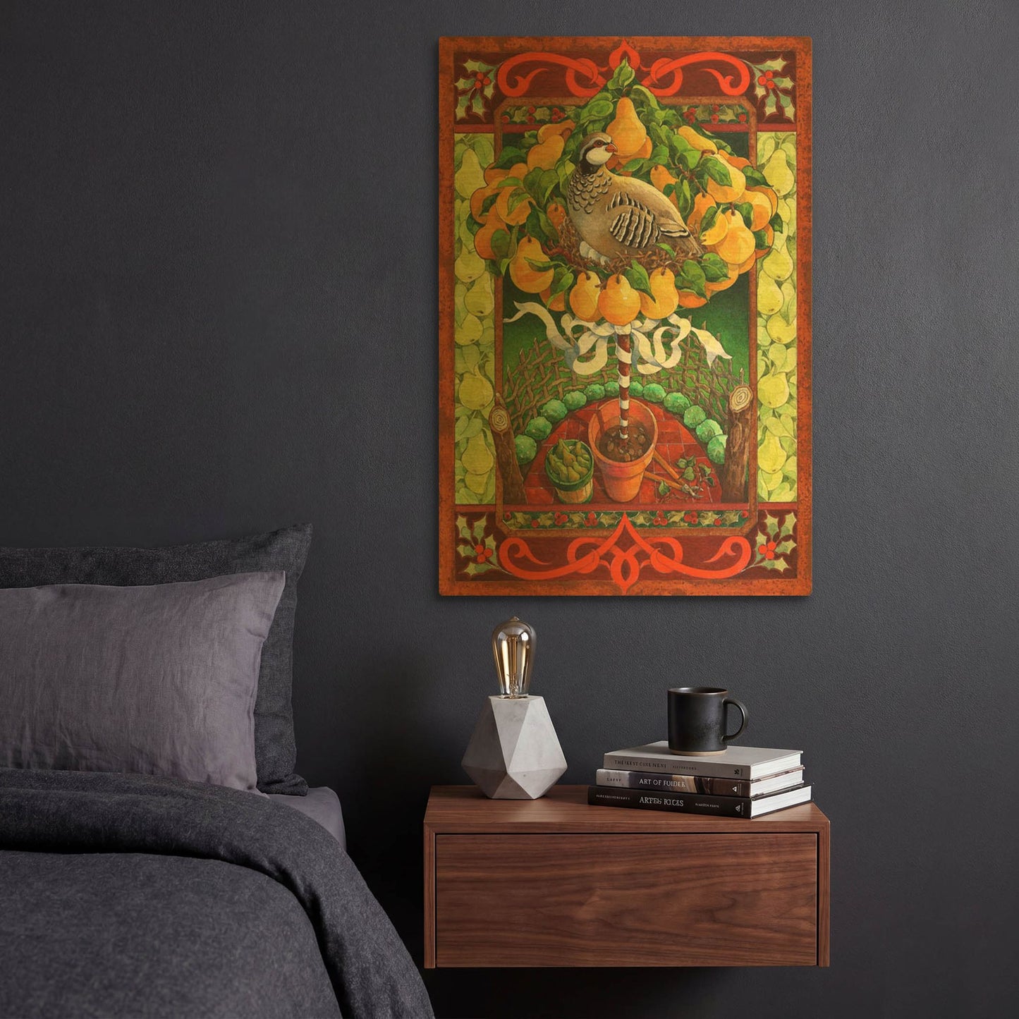 'Partridge in a Pear Tree' By David Galchutt Gold Metal Wall Art
