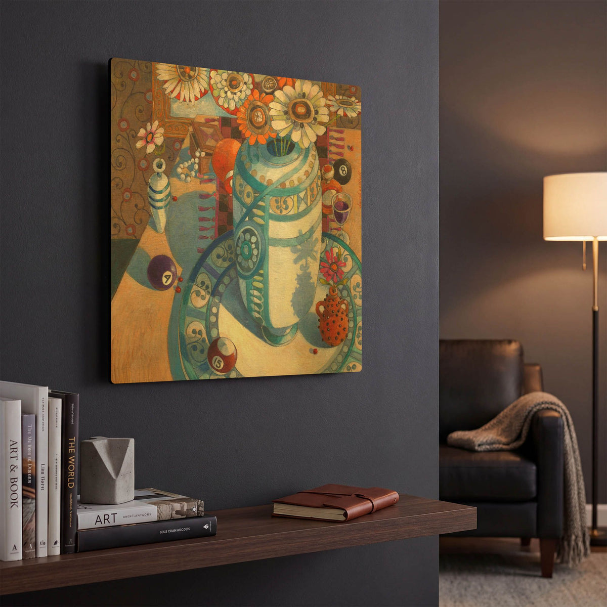 'Still life with Billiard Balls' By David Galchutt Gold Metal Wall Art