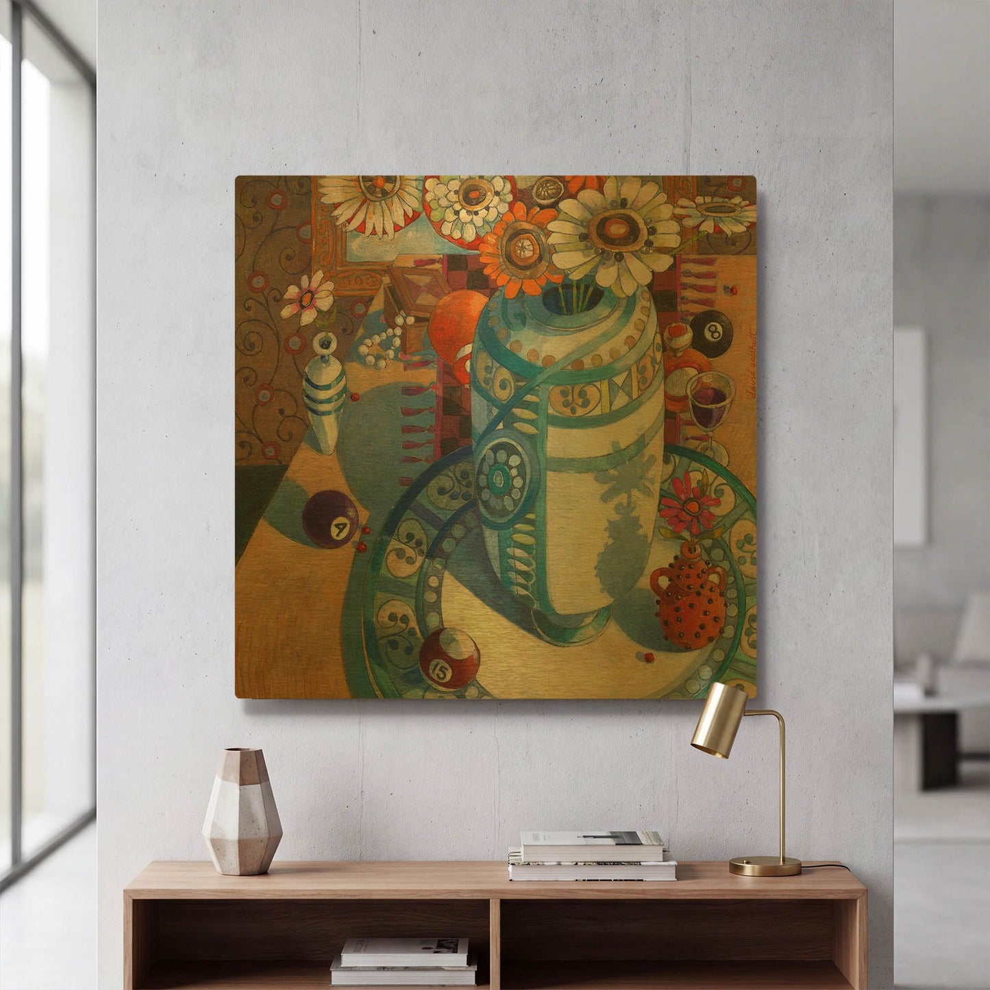 'Still life with Billiard Balls' By David Galchutt Gold Metal Wall Art