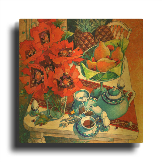 'The Breakfast Ritual' By David Galchutt Gold Metal Wall Art