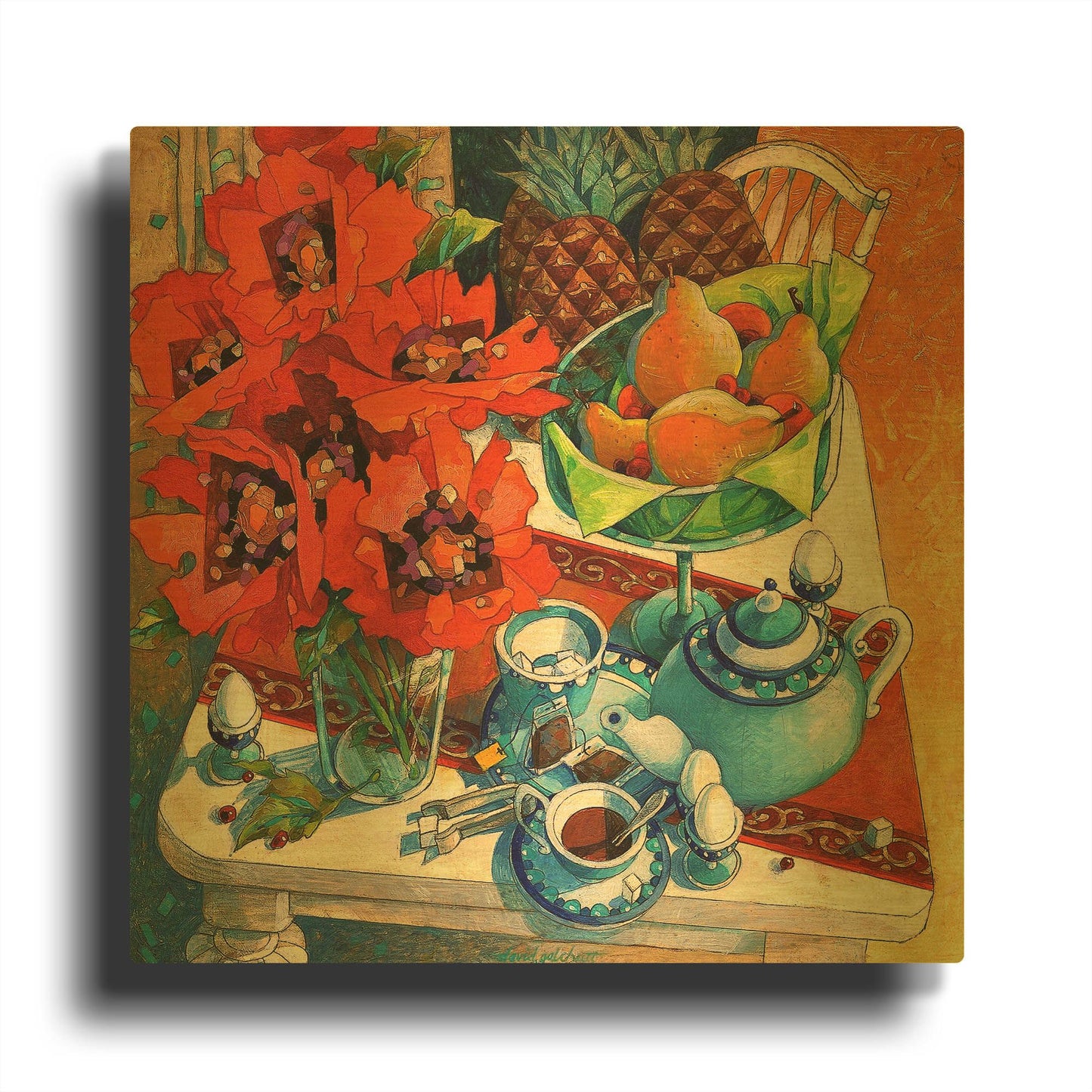 'The Breakfast Ritual' By David Galchutt Gold Metal Wall Art