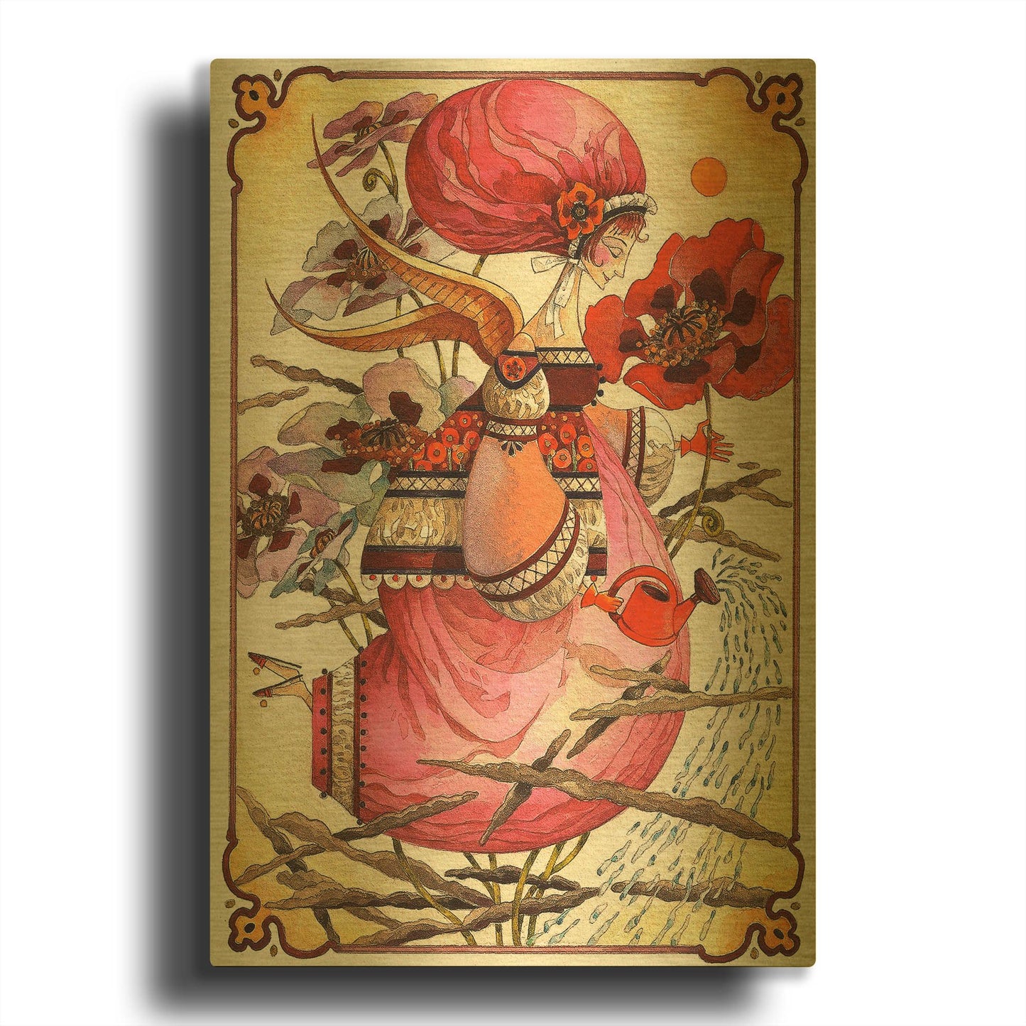 'The Rain Angel' By David Galchutt Gold Metal Wall Art