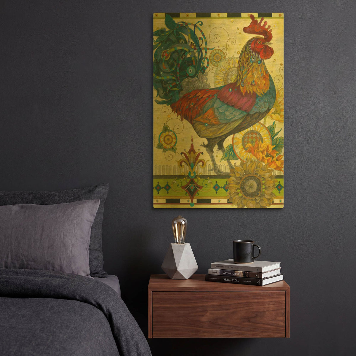 'Rooster' By David Galchutt Gold Metal Wall Art