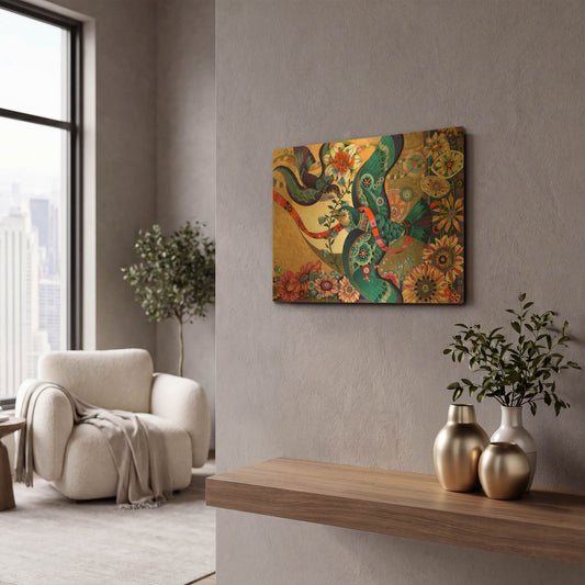 'The Jaunty Spring' By David Galchutt Gold Metal Wall Art