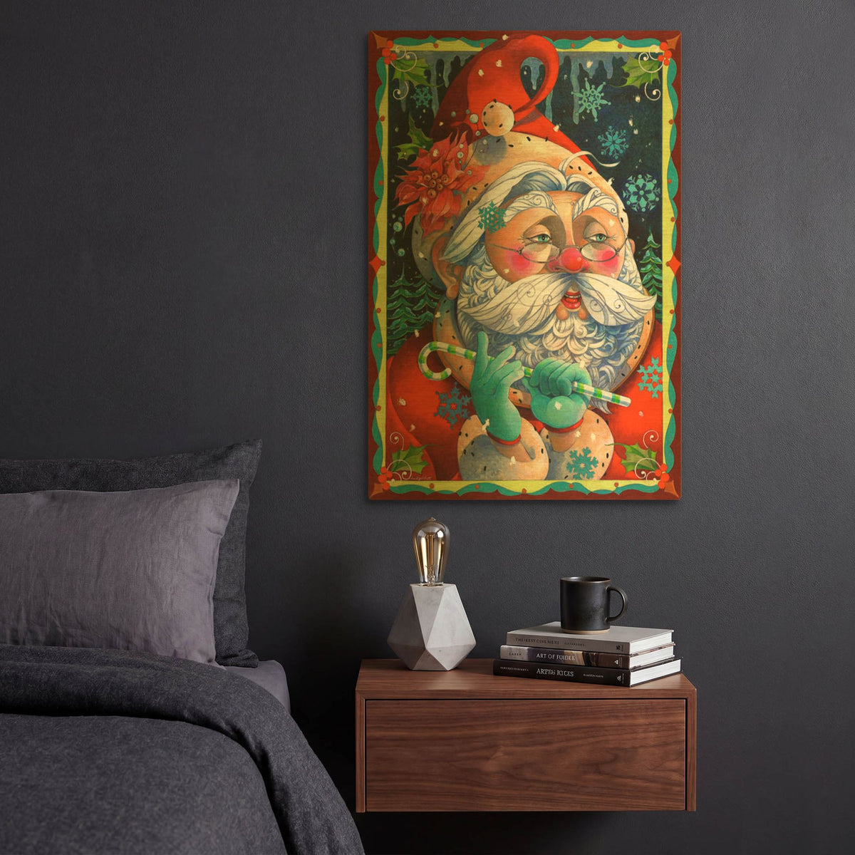 'Determining Naughty or Nice' By David Galchutt Gold Metal Wall Art