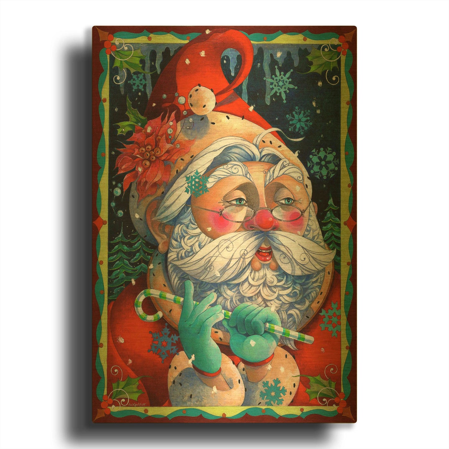 'Determining Naughty or Nice' By David Galchutt Gold Metal Wall Art