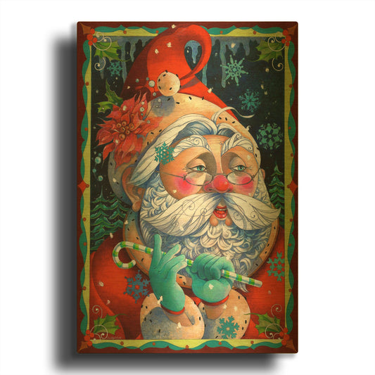 'Determining Naughty or Nice' By David Galchutt Gold Metal Wall Art