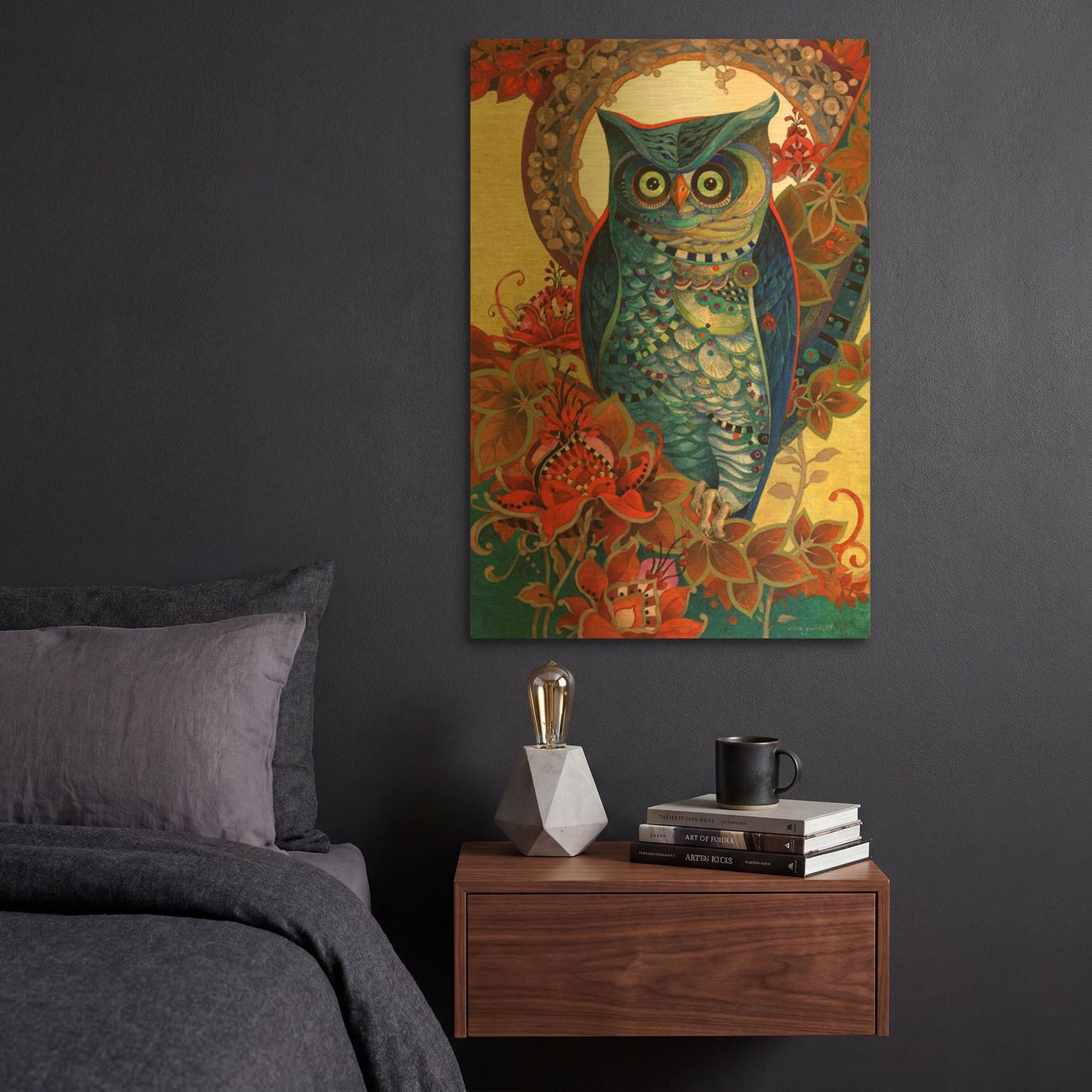 'Hoot' By David Galchutt Gold Metal Wall Art