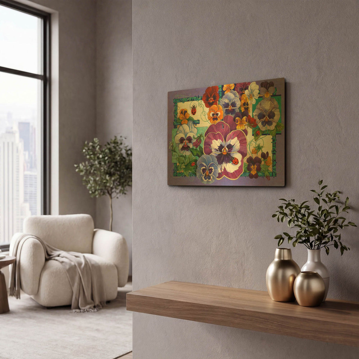 'Pansy Mania' By David Galchutt Gold Metal Wall Art