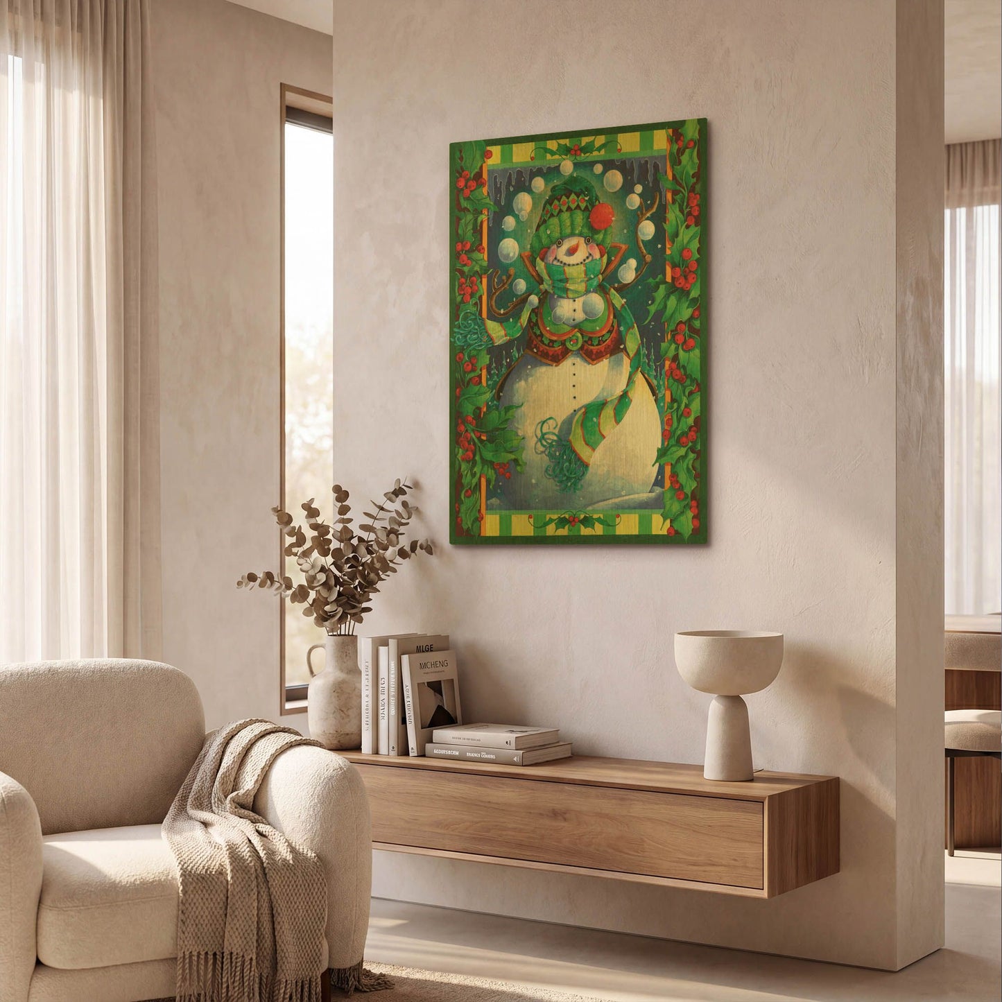 'Snowman' By David Galchutt Gold Metal Wall Art