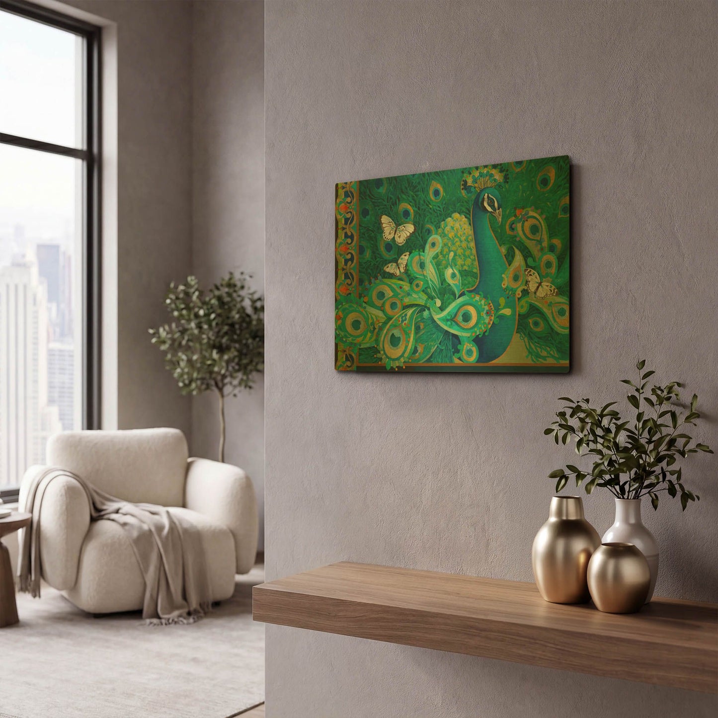 'Paisley Peacock' By David Galchutt Gold Metal Wall Art