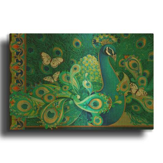 'Paisley Peacock' By David Galchutt Gold Metal Wall Art