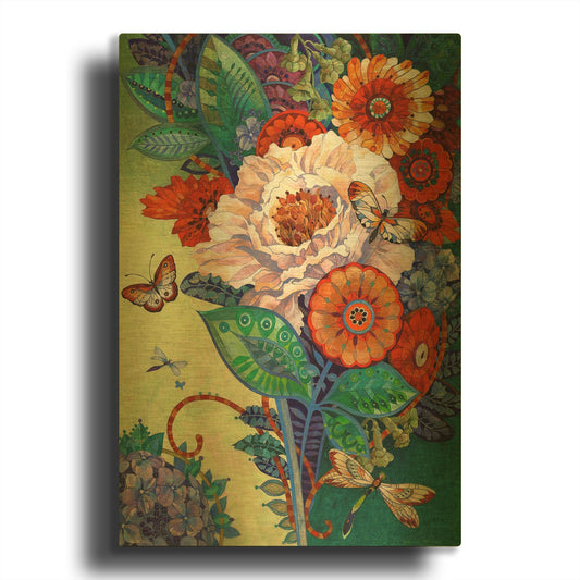 'The Mixed Bouquet' By David Galchutt Gold Metal Wall Art