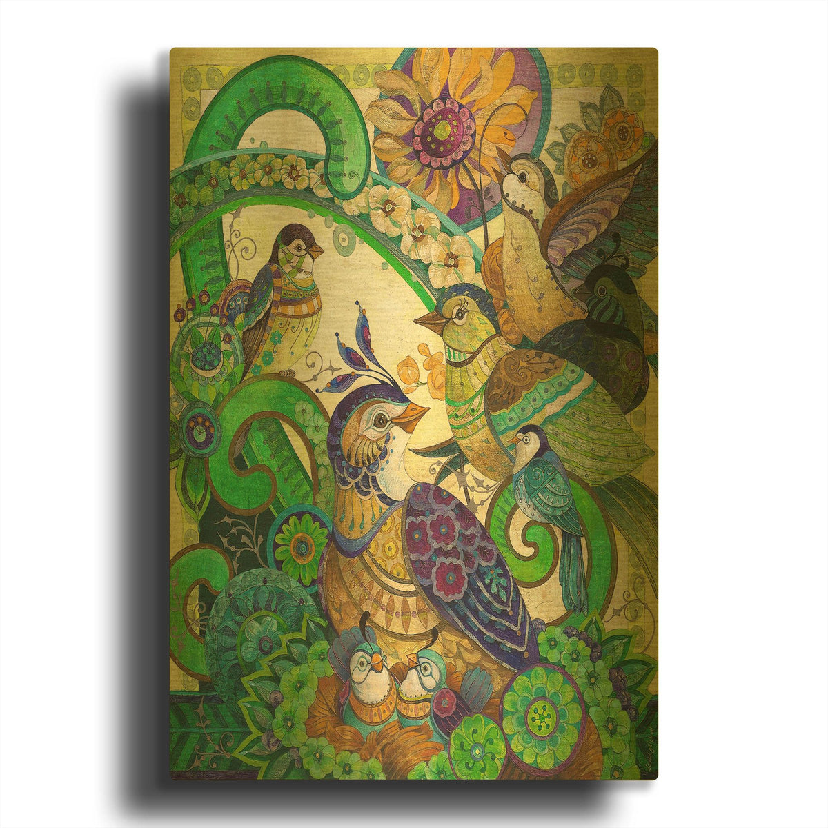 'Chirp' By David Galchutt Gold Metal Wall Art