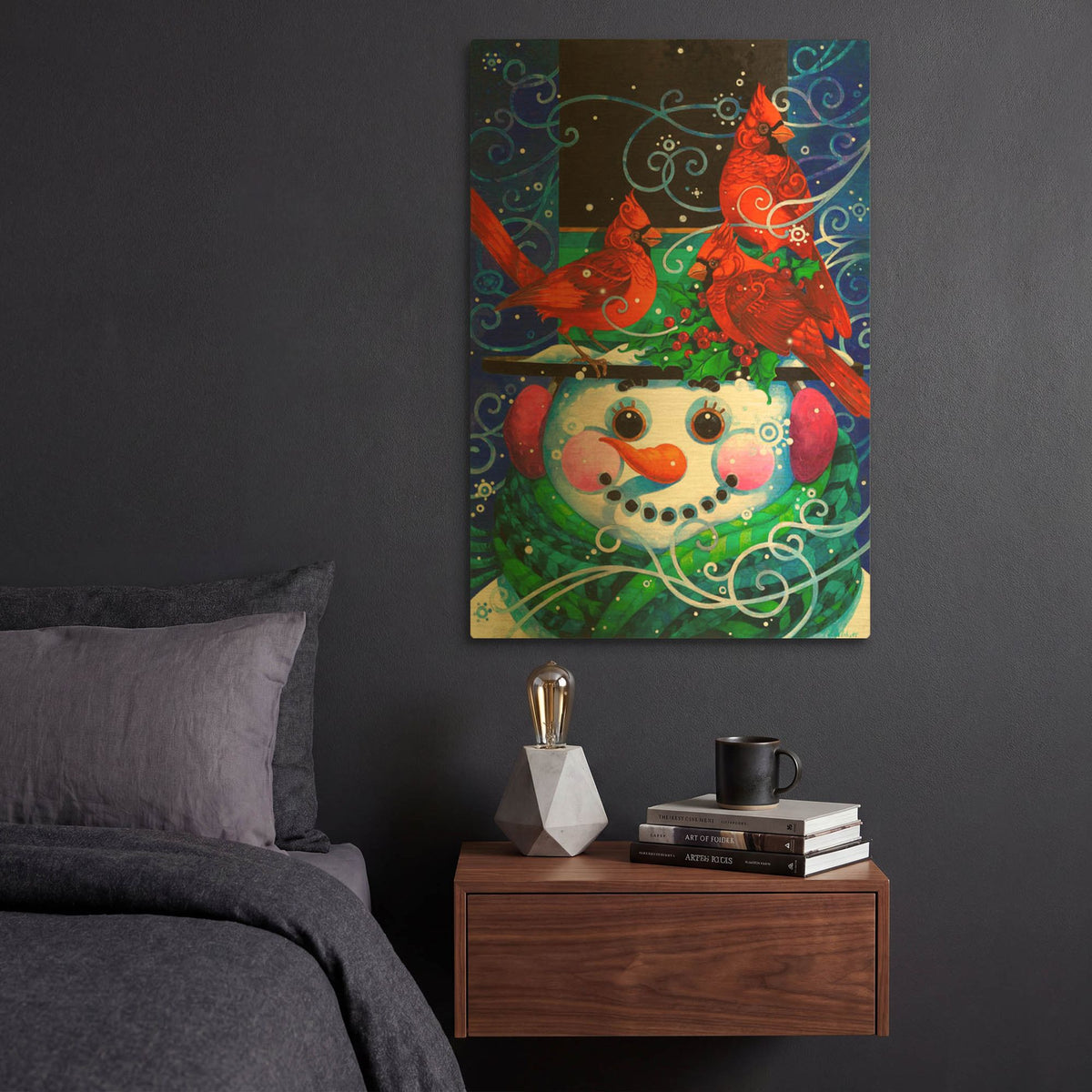 'The Snowy Night' By David Galchutt Gold Metal Wall Art