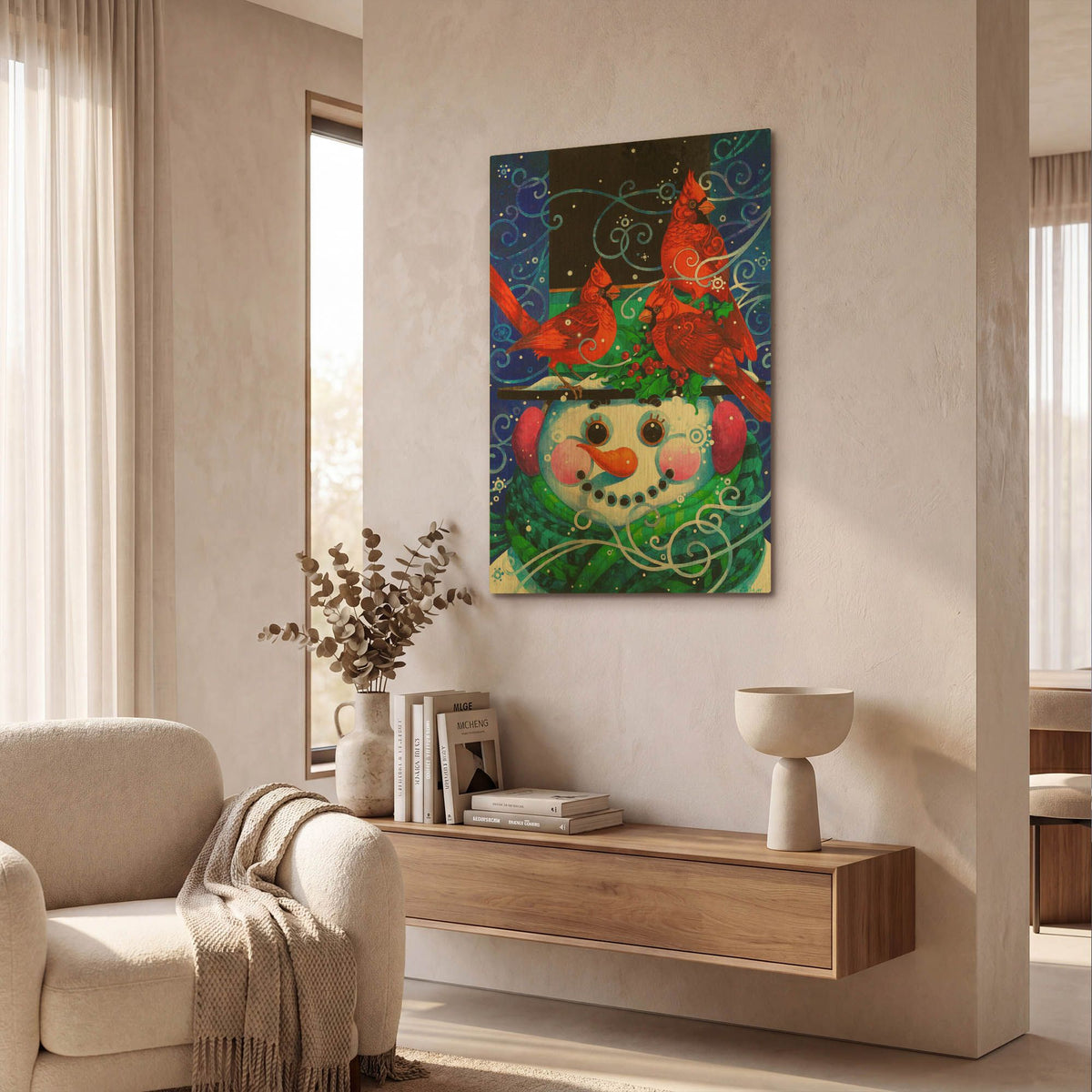 'The Snowy Night' By David Galchutt Gold Metal Wall Art