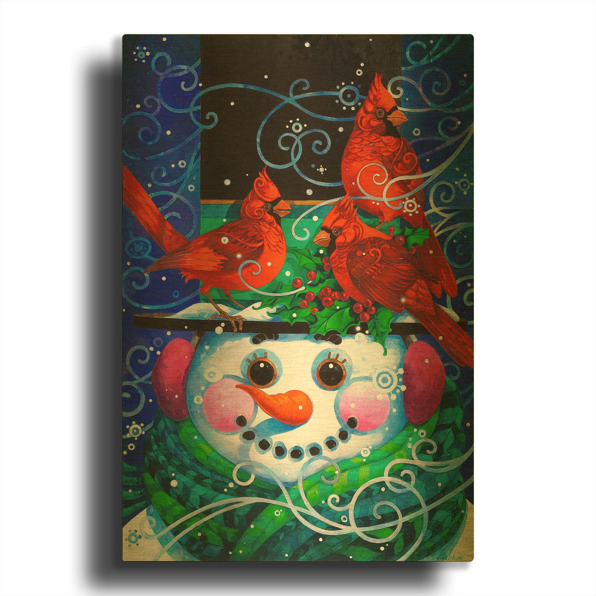 'The Snowy Night' By David Galchutt Gold Metal Wall Art