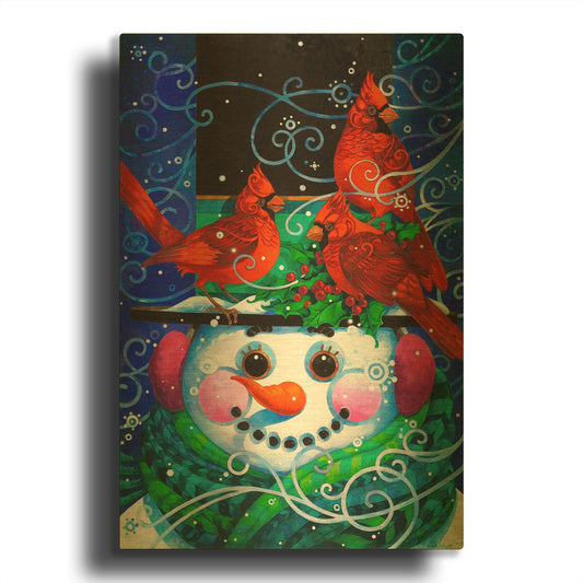 'The Snowy Night' By David Galchutt Gold Metal Wall Art