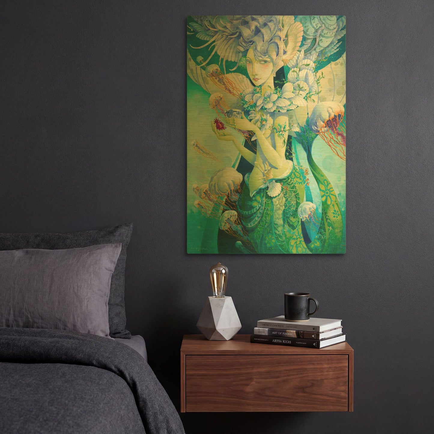 'Aquatic Coffee Break' By David Galchutt Gold Metal Wall Art